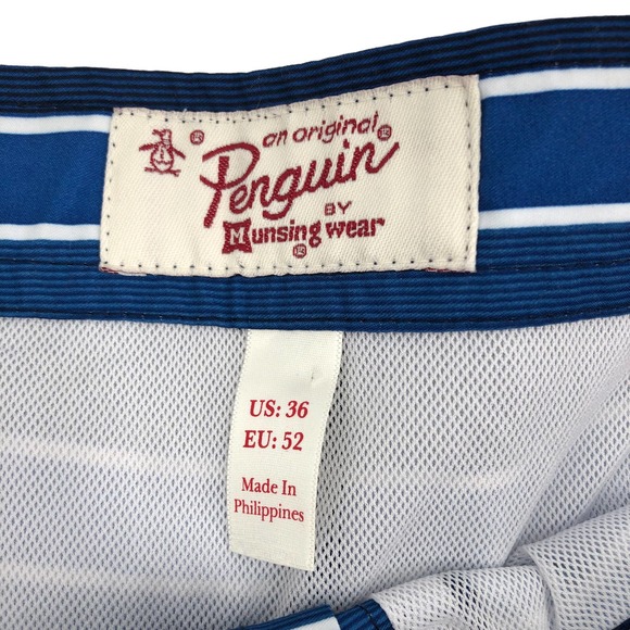 Original Penguin NEW Mens Size 36 Blue Striped Board Shorts Swimwear Swim Shorts - Picture 6 of 7